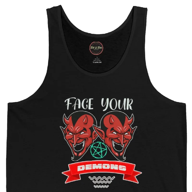 Face Your Demons Unisex Jersey Tank Olive Green Jersey Tee