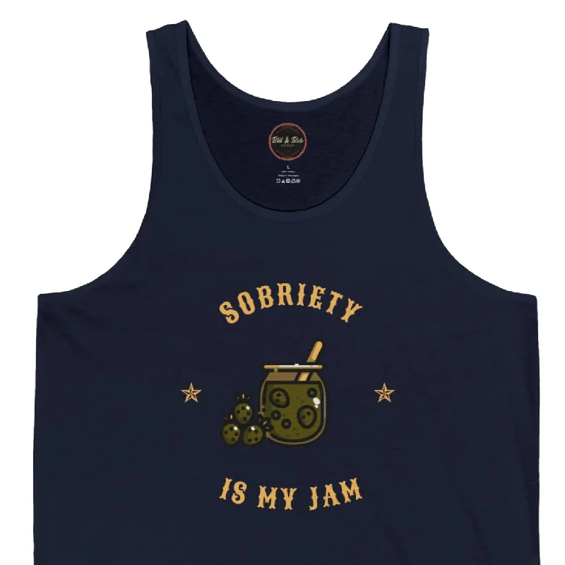 Sobriety is my Jam Unisex Jersey Tank Turquoise Jersey Tee