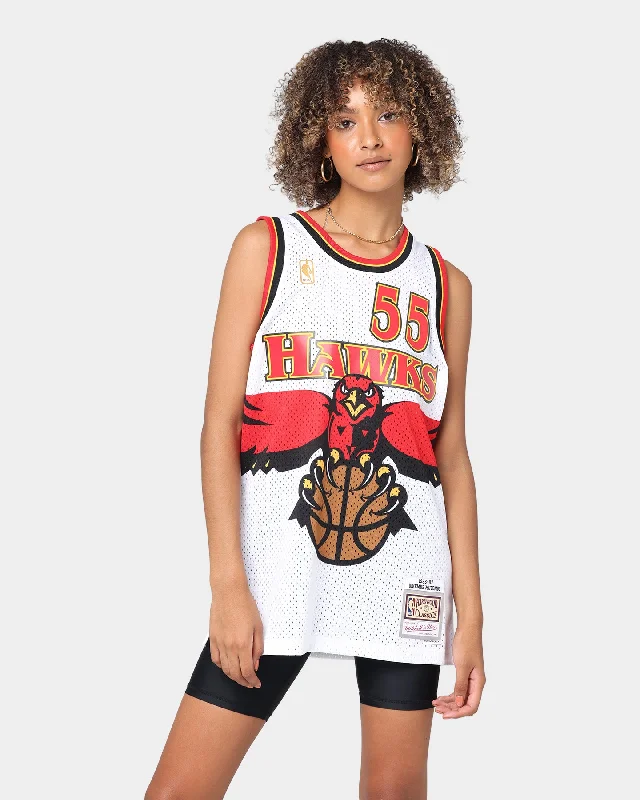 Mitchell & Ness Atlanta Hawks Dikembe Mutombo '96-'97 NBA Swingman Jersey White Navy Blue Jersey Tee Mitchell & Ness Atlanta Hawks Dikembe Mutombo '96-'97 NBA Swingman Jersey White Navy Blue Jersey Tee