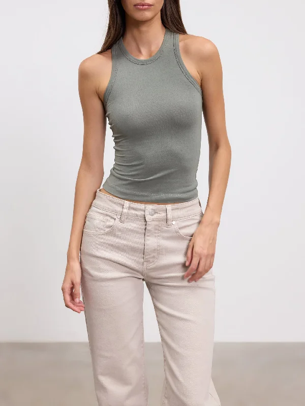 Womens Cotton Jersey Racer Vest in Sage Glamorous Jersey Tee