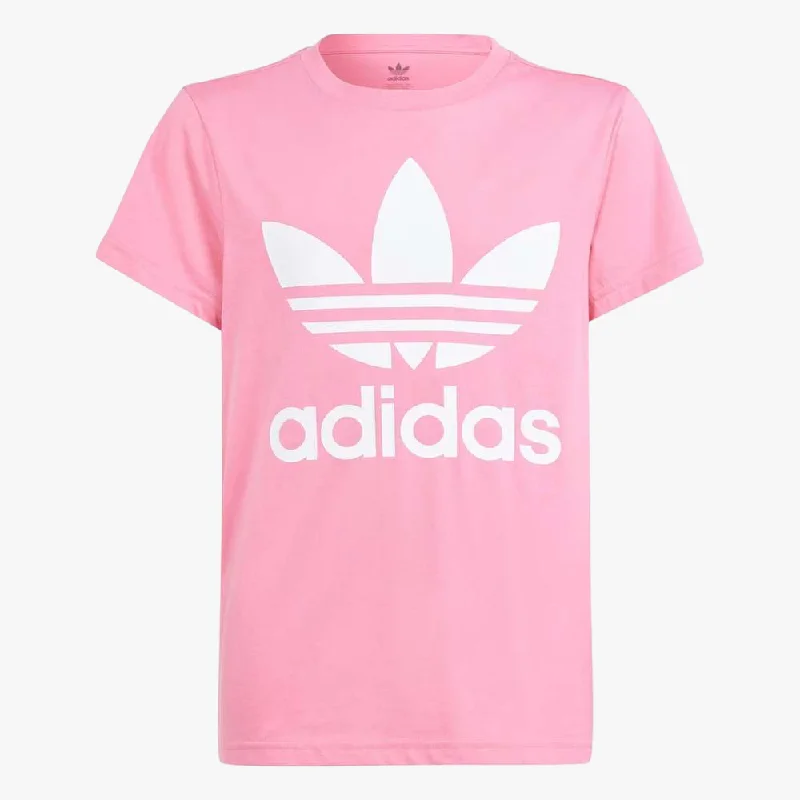 Adidas Womens Tref Short Sleeve Tee Pink Denim Fabric Leather Fabric Suede Fabric
