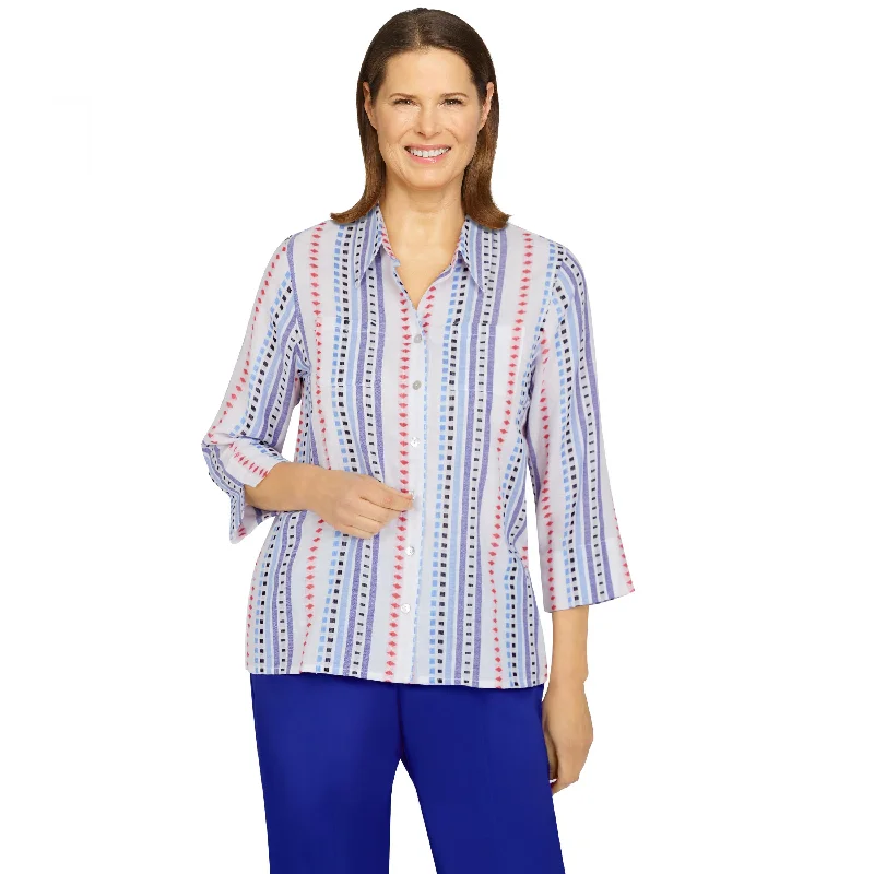 Amalfi Coast Dobby Stripe Shirt Mesh Blend Leather Blend Suede Blend