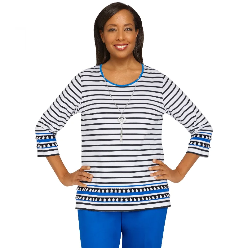 Amalfi Coast Stripe Shirt With Necklace Rayon Fabric Velvet Fabric Corduroy Fabric