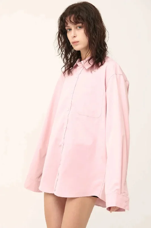 Arden Oversized Shirt Denim Fabric Leather Fabric Suede Fabric