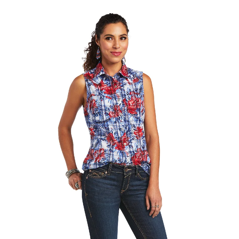 Ariat Ladies REAL Billie Jean Tropic Plaid Shirt 10040614 Ribbed Striped Patterned