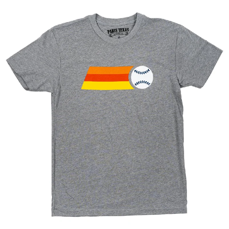 Retro Astros Fastball T-Shirt - Heather Gray Cotton Fabric Linen Fabric Terry Fabric