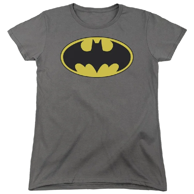 Batman Classic Bat Logo - Women's T-Shirt Front Pockets Side Pockets Patch Pockets