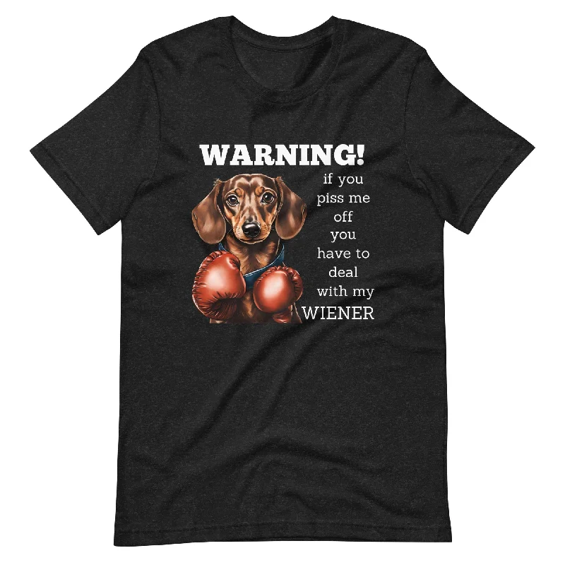 Boxing Wiener - T-Shirt Beaded Sequined Faux Fur