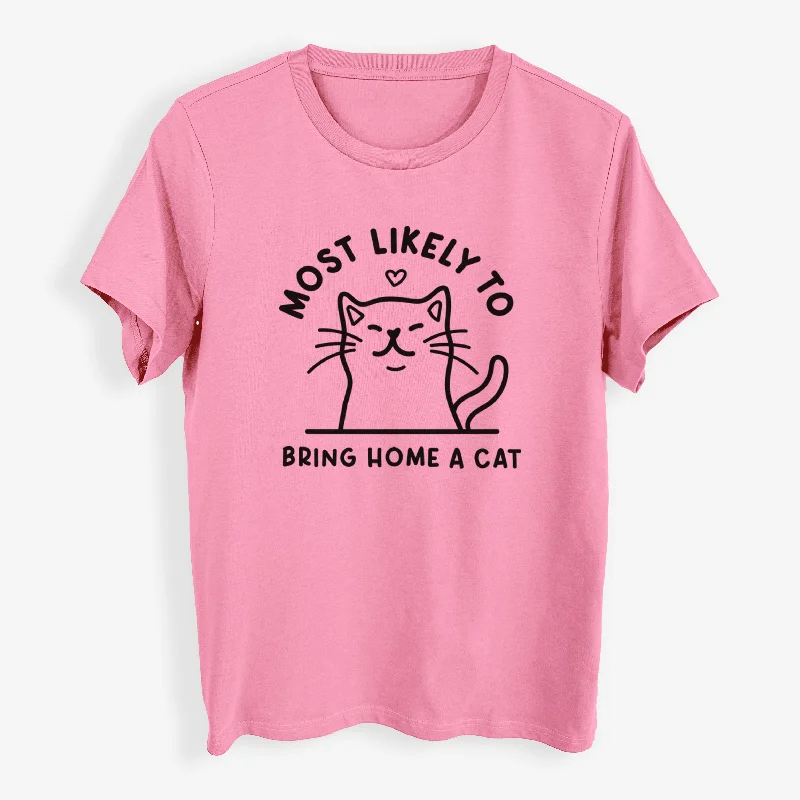 Most Likely to Bring Home a Cat - Womens Everyday Maple Tee Fleece Nylon Spandex