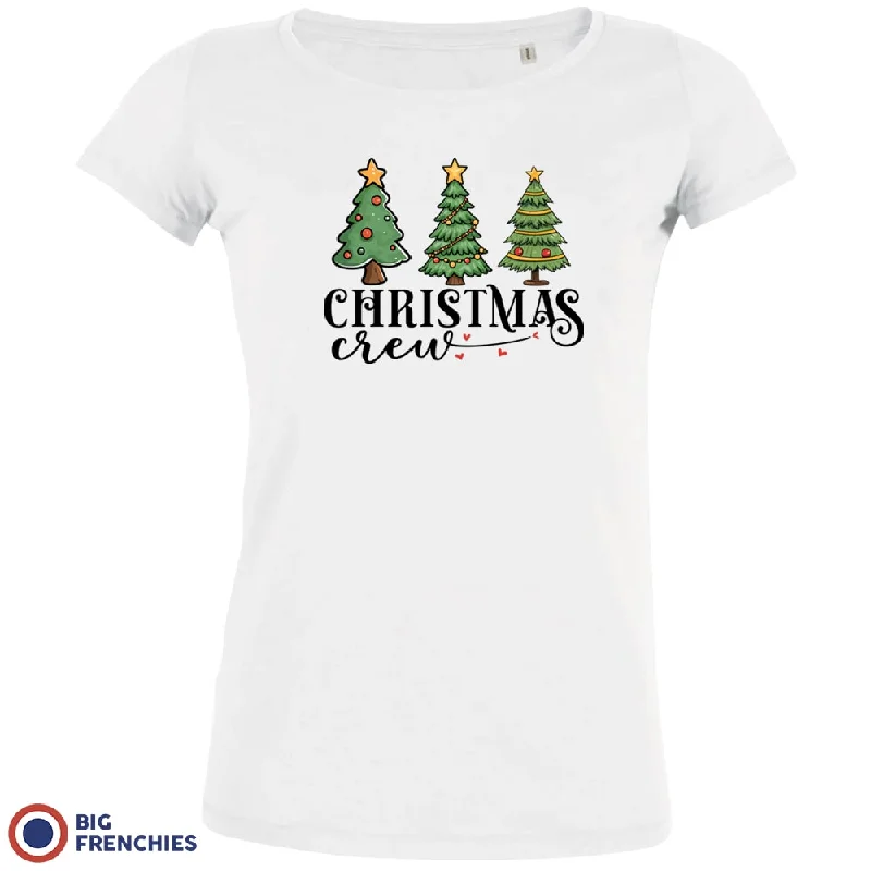 Christmas Crew with Trees Women's Organic Tee Asymmetrical Pockets Print