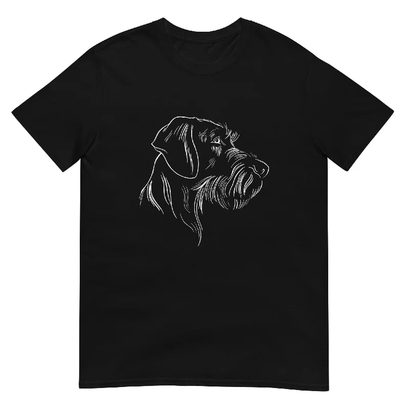 Deutsch Drahthaar in weißer Linienkunst - Herren T-Shirt Fashionable Trendy Casual