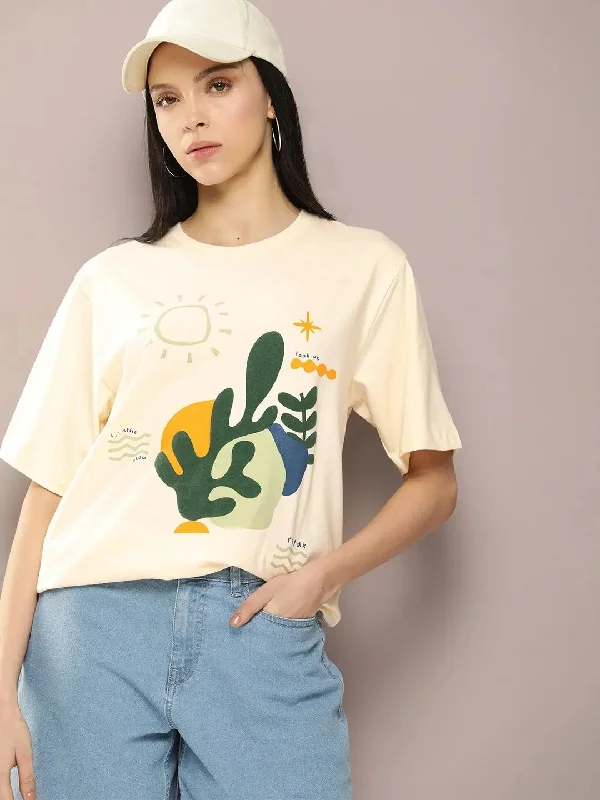 Dillinger Off White Graphic Oversized T-Shirt-WMNCR378WWHT-XS Chenille Brocade Lace