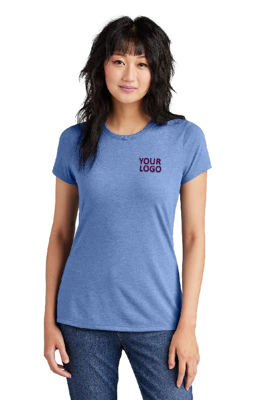 District Made Ladies Perfect Tri Crew Tee's, Maritime Frost Solid Print Embellished