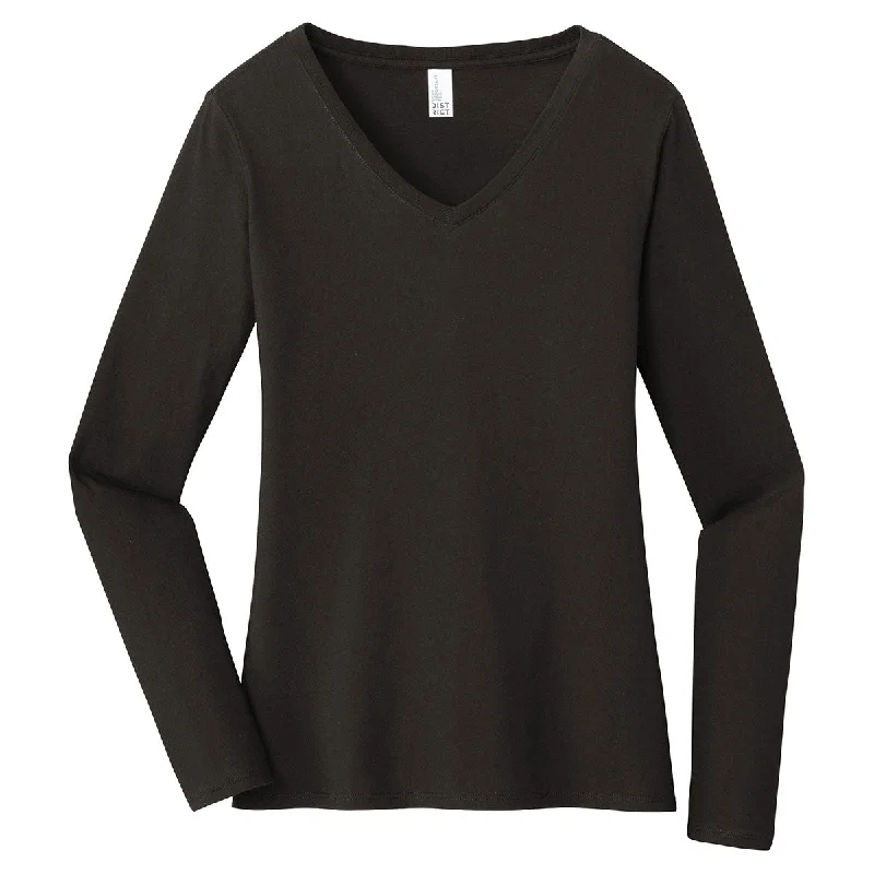 District Women's Black Very Important Tee Long Sleeve V-Neck Hooded Caped Shawl Collar