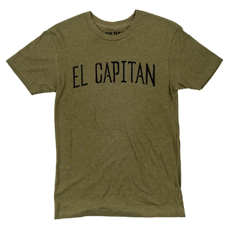 El Capitan T-Shirt - Military Green Ribbed T-Shirt High Neck Heavyweight