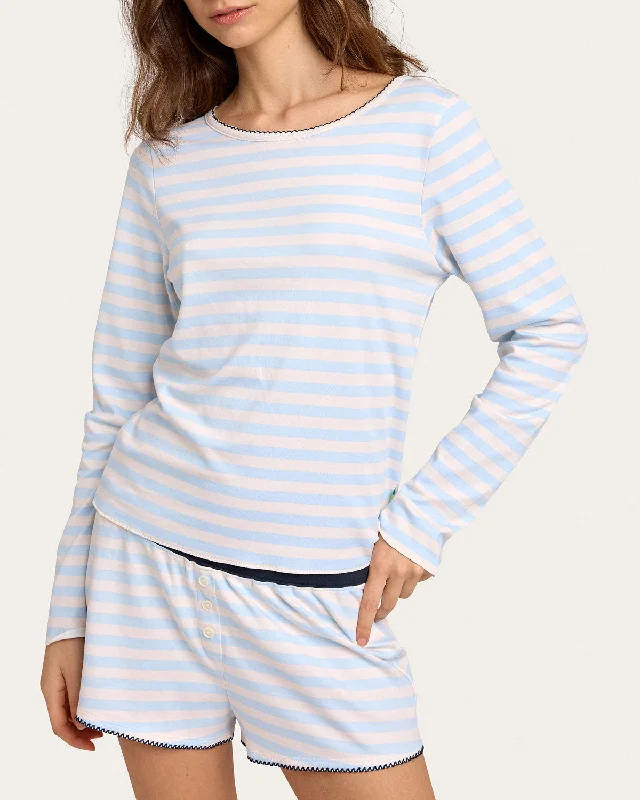 Ellie Tee in Cloud Stripe Thin T-Shirt Open Front Quick Dry