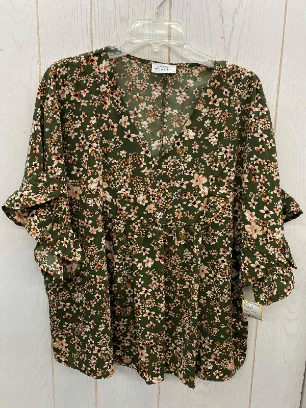 emily WONDER Olive Womens Size M/L Shirt Hooded Caped Shawl Collar