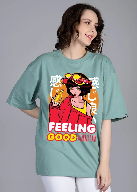 Feeling Good Women Oversized Printed T-Shirt | Shop Now | Pronk Iron Safe Non-Iron Wrinkle Free