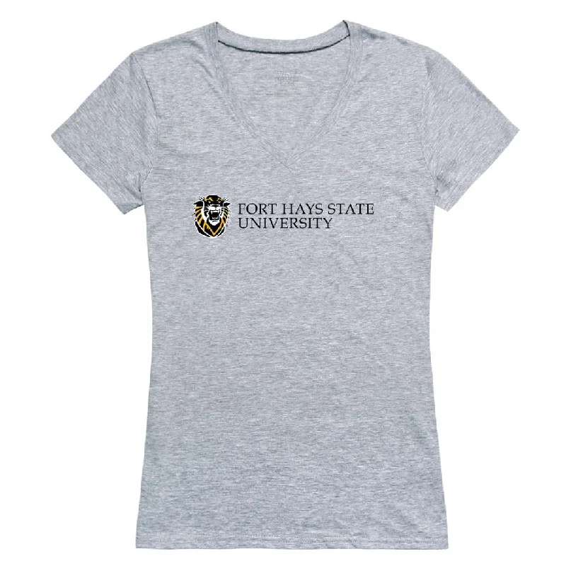 Fort Hays State University Tigers Womens Seal T-Shirt Spandex Blend Rayon Blend Denim Blend