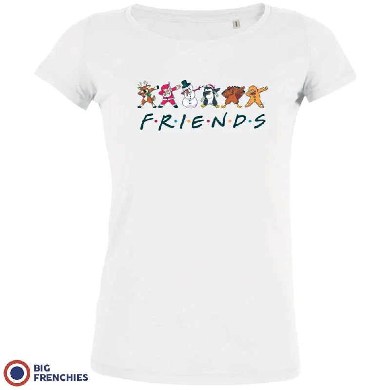 Friends Christmas Women's Organic Cotton Tee Real Fur Shearling Chenille