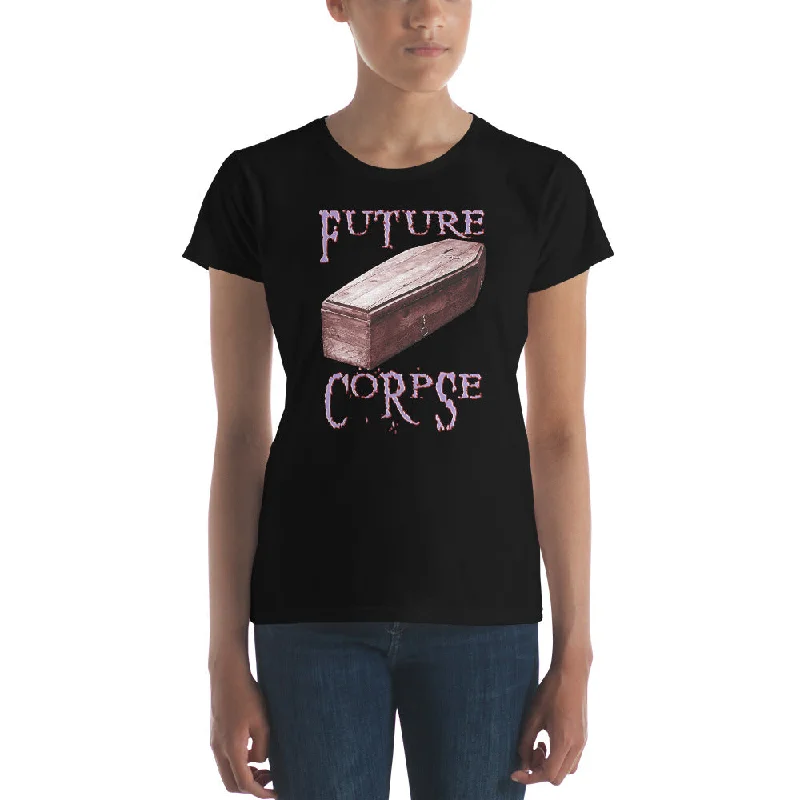 Future Corpse Toe Pincher Coffin Women's Short Sleeve Babydoll T-shirt Graphic Embroidered Appliqued