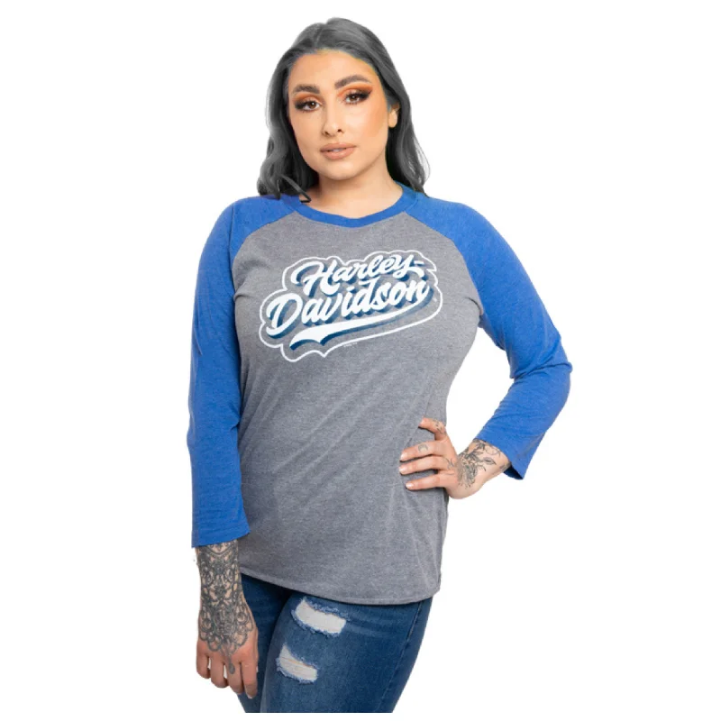 Gasoline Alley Harley-Davidson® Women's Long Sleeve Dealer Tee - Shadow Satin Fabric Silk Fabric Chiffon Fabric