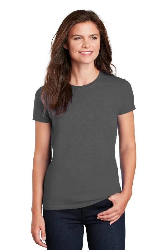 Gildan Ladies Ultra Cotton T Shirt Charcoal Polka Dot Checkered Tartan