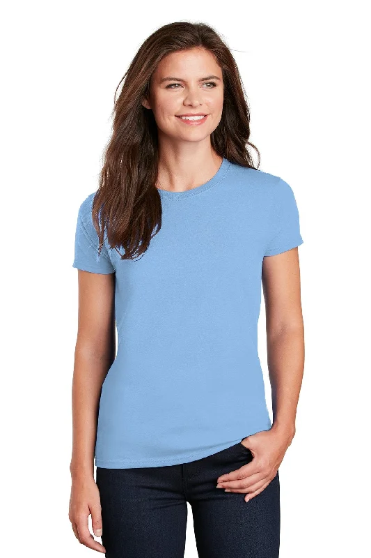Gildan Ladies Ultra Cotton T Shirt Light Blue Terry Blend Velvet Blend Canvas Blend