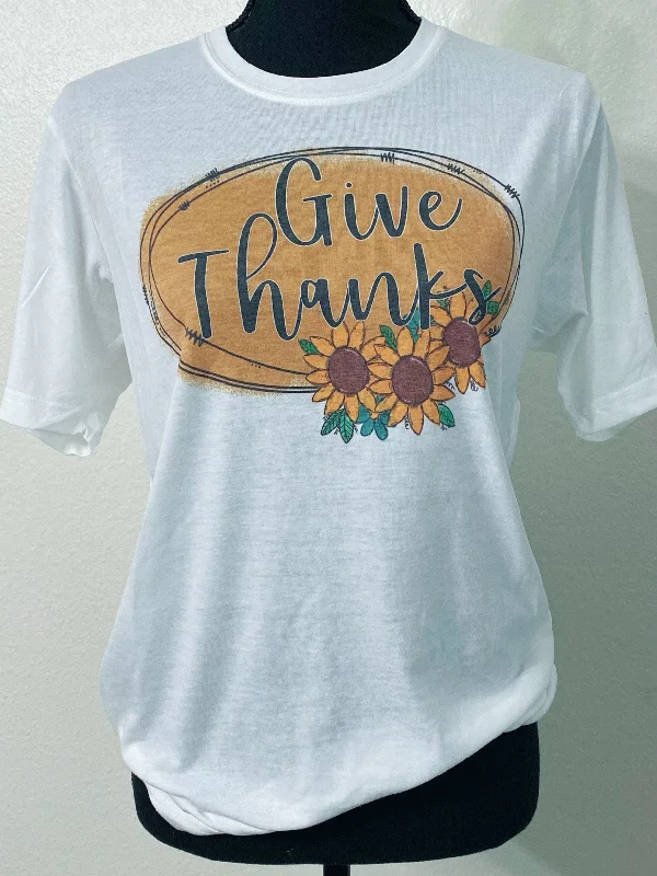 Give Thanks Sunflower Graphic Tee Houndstooth Herringbone Solid