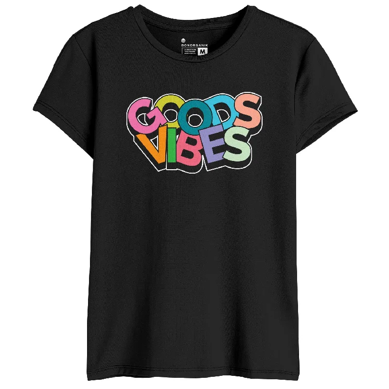 Good Vibes Women Graphic Printed Tees Lace Blend Ribbed Blend Corduroy Blend