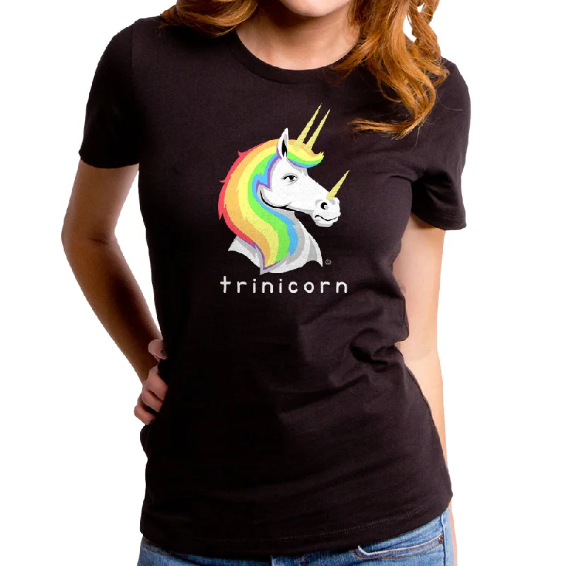 Trinicorn Women's T-Shirt Ribbed Striped Patterned
