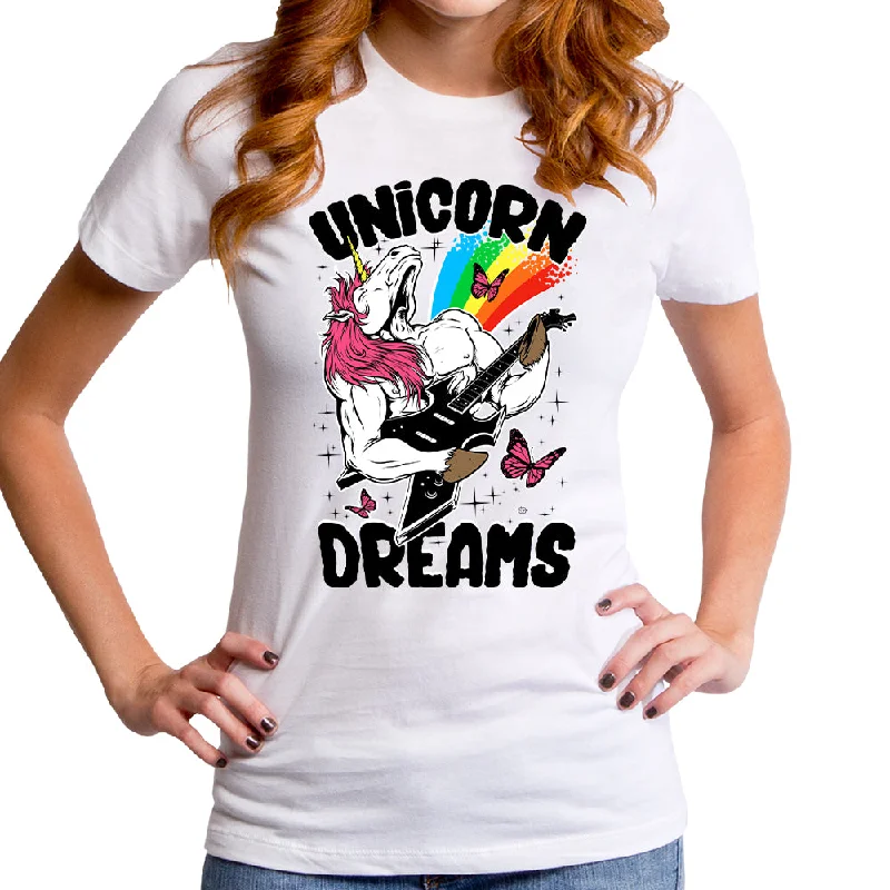 Unicorn Dreams Women's T-Shirt Basic T-Shirt Crew Neck Short Sleeve