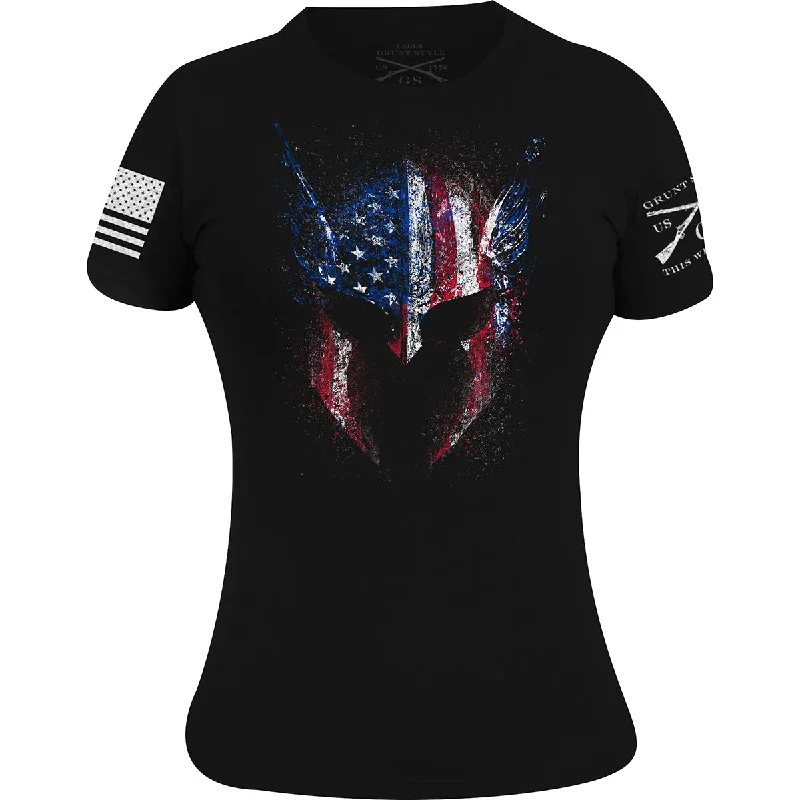 Grunt Style Women's American Valkyrie T-Shirt - Black Welt Pockets Slit Pockets