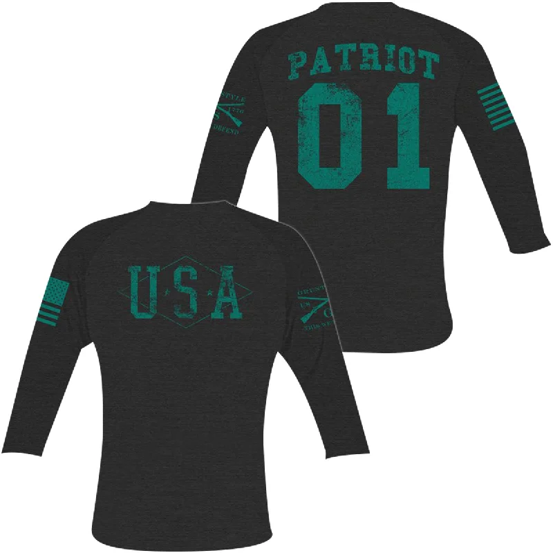 Grunt Style Women's Hero Raglan Long Sleeve T-Shirt - Black/Green Mesh Blend Leather Blend Suede Blend