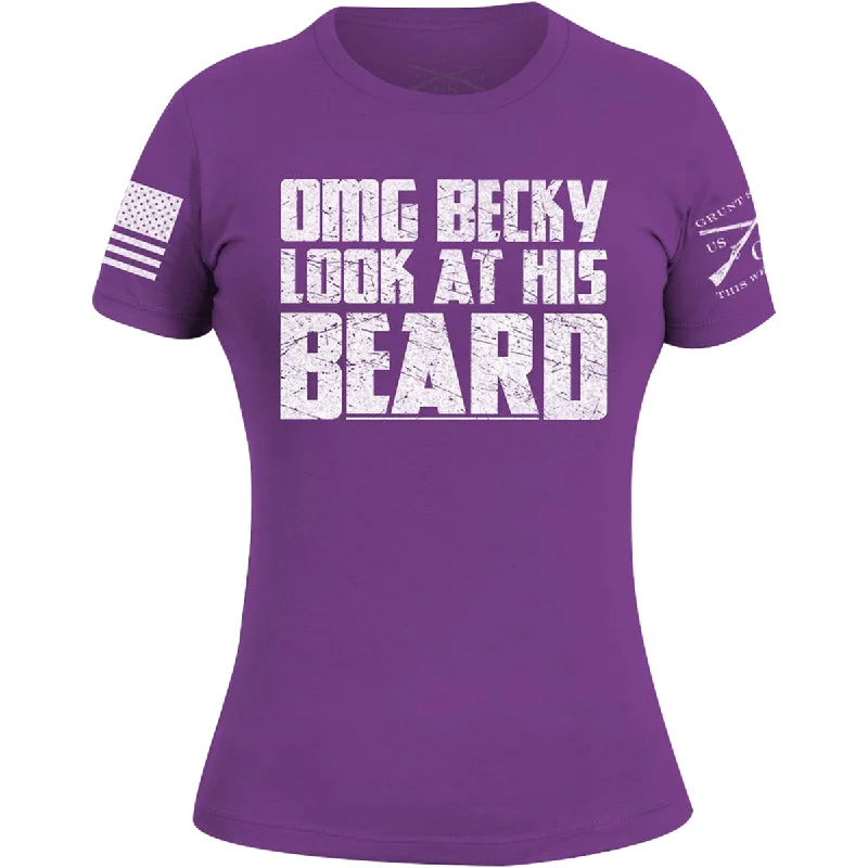 Grunt Style Women's OMG Becky Look at His Beard T-Shirt - Purple Elegant Classic Vintage