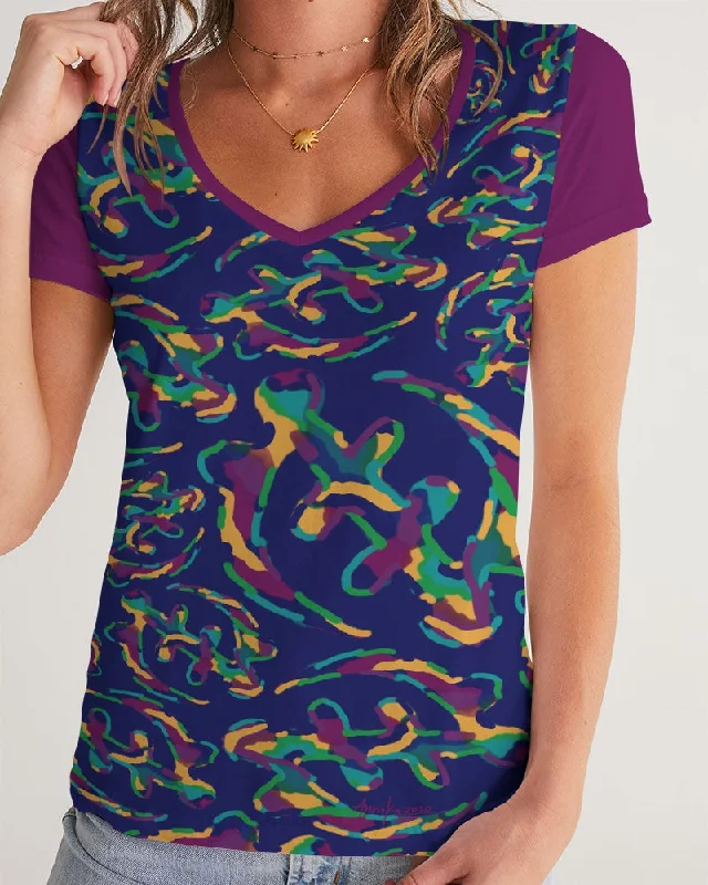 GYE NYAME - EXCEPT FOR GOD Women's V-Neck Tee Hooded Caped Shawl Collar