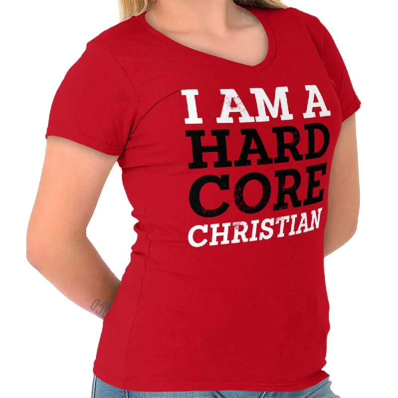 Hardcore Christian Junior Fit V-Neck T-Shirt Zippered Front Buttoned Front Snap Front