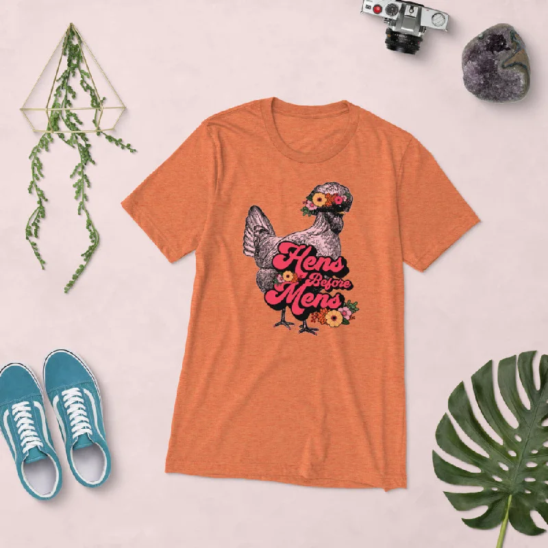 Hens Before Mens Unisex T-shirt, Flower Child Edition Chenille Fabric Brocade Fabric Lace Fabric