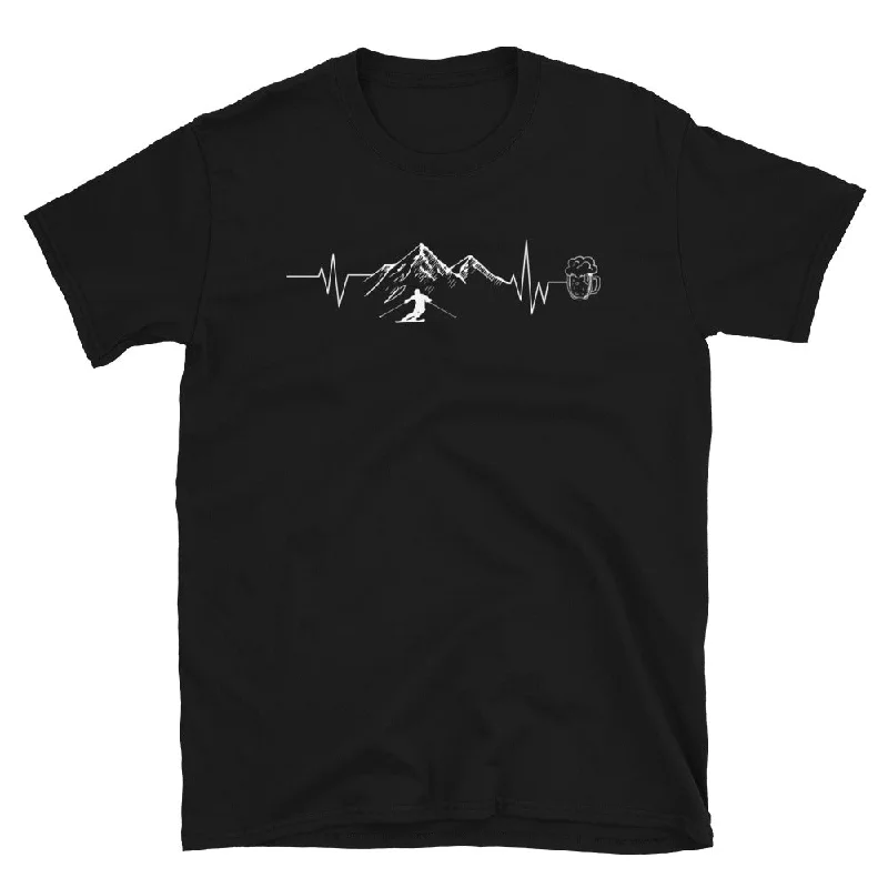 Herzschlag Berge, Bier Und Ski - (S.K) - T-Shirt (Unisex) Zippered Buttoned Snapped