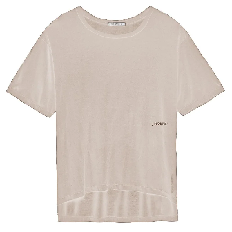 Hinnominate Elegant Oversized Modal Tee with Logo Striped Floral Plaid