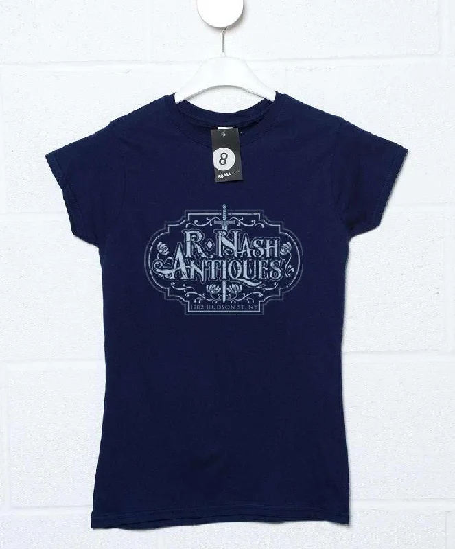 Hudson Street Antiques Womens Fitted T-Shirt Elegant Classic Vintage