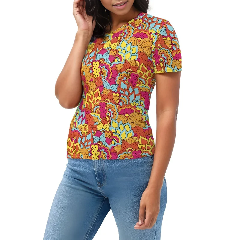 Inela Crew Neck T-shirt Fleece Fabric Down Fabric Feather Fabric