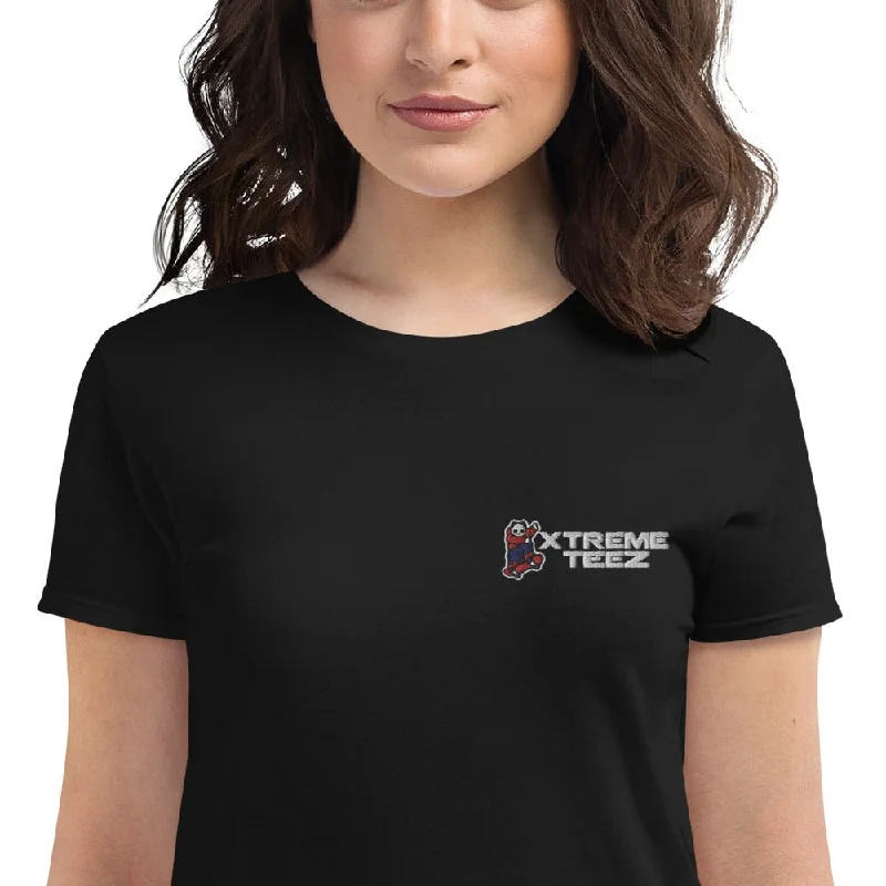 Johnny Xtreme (Skateboarding Logo) Embroidered Women's T-Shirt Collared T-Shirt Boat Neck A-Line