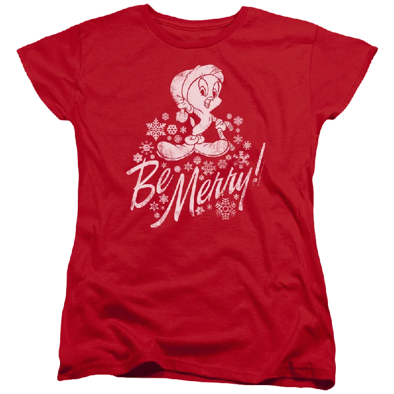 Looney Tunes Merry Tweety Women's T-Shirt Anti-Shrink Durable Soft