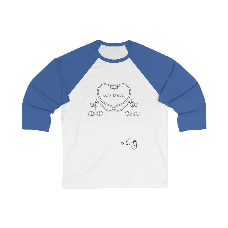 Lov Birdz,Unisex 3\4 Sleeve Baseball Tee Print Jacquard Patchwork