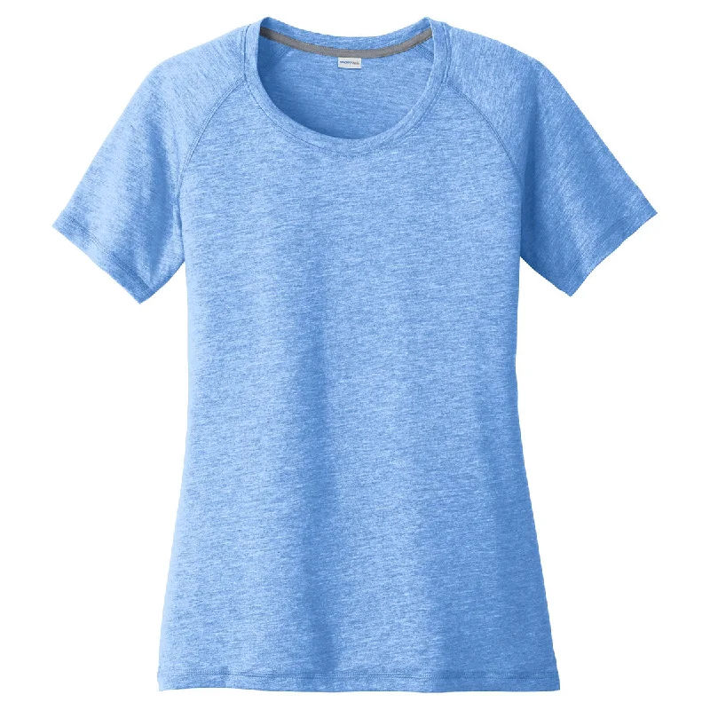Sport-Tek Women's True Royal Heather PosiCharge Tri-Blend Scoop Neck Tee Print Jacquard Patchwork Sport-Tek Women's True Royal Heather PosiCharge Tri-Blend Scoop Neck Tee Print Jacquard Patchwork