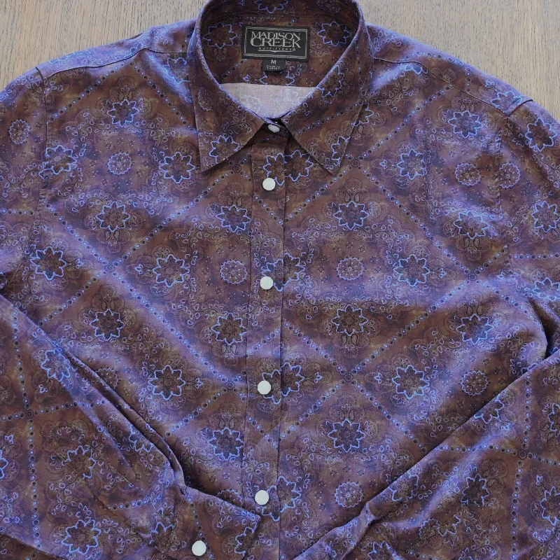 Madison Creek Claire Shirt Bronze Bandana Asymmetrical Pockets Print