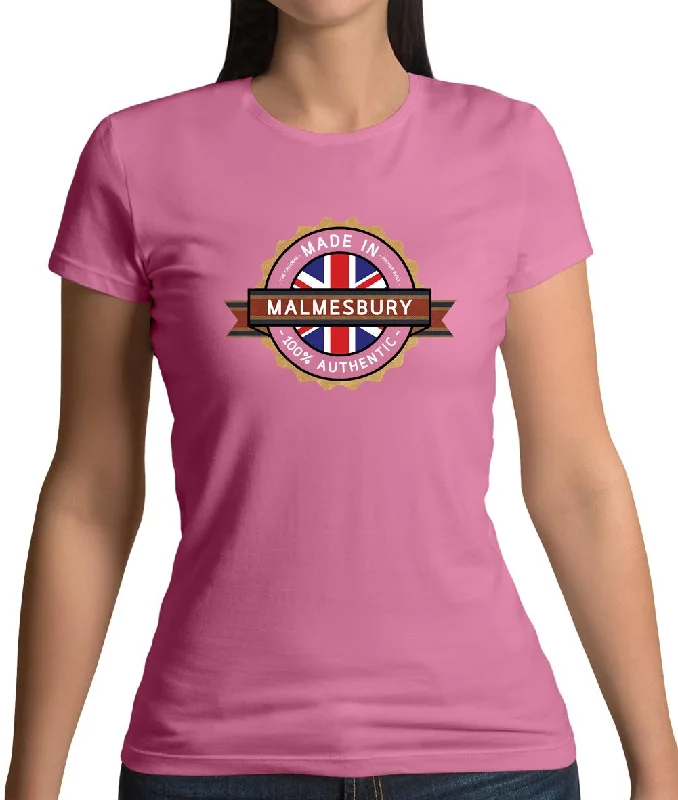 Made In Malmesbury 100% Authentic Womens T-Shirt Iron Safe Non-Iron Wrinkle Free
