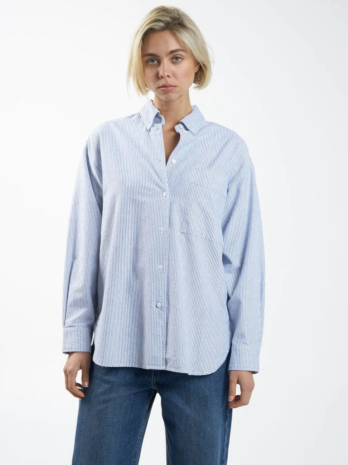 Maxwell Oversized Shirt Blue/Stripe Sequined Glittery Shiny