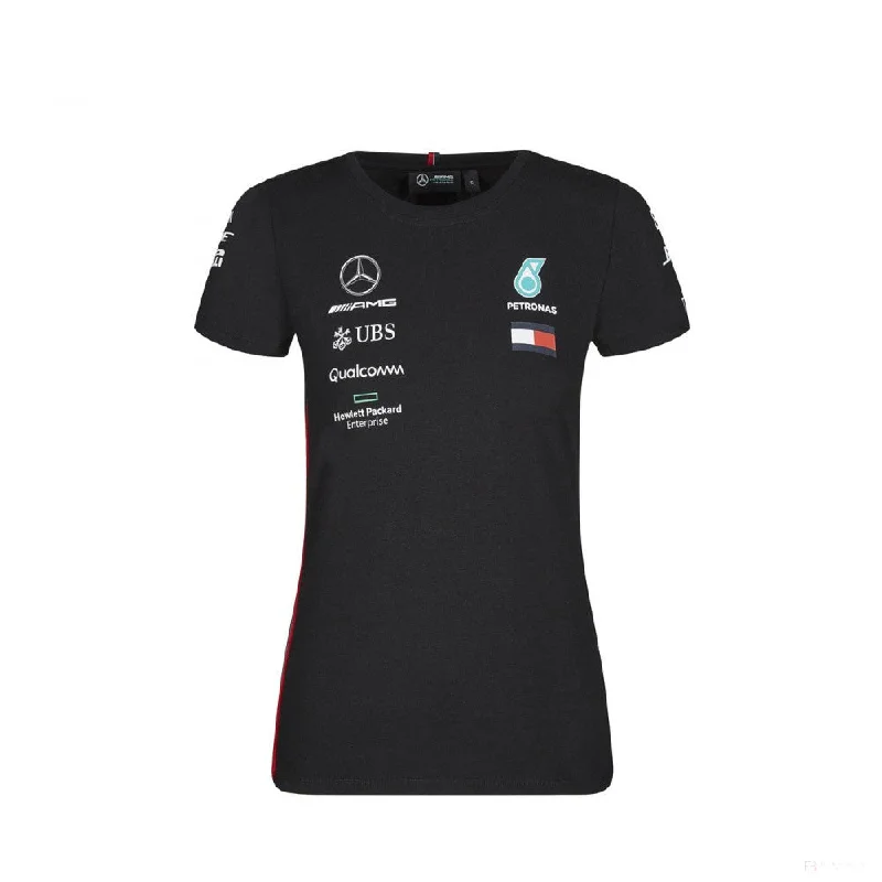 Mercedes Womens T-shirt, Team, Black, 2019 Plaid T-Shirt Polka Dot Checkered